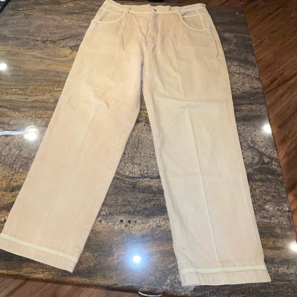 Hip Hop History Platinum Line Tan Jeans Men’s 42x33 Y2K‎ Streetwear Embellished